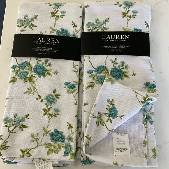 Lauren Ralph Lauren Other - Lauren Ralph Lauren Floral Cotton Kitchen Towels Set Lot of 2 (4 Towels Total)
